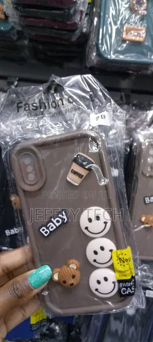 3D Cartoon Coffee Silicone Case for iPhone Xs -Brown-
