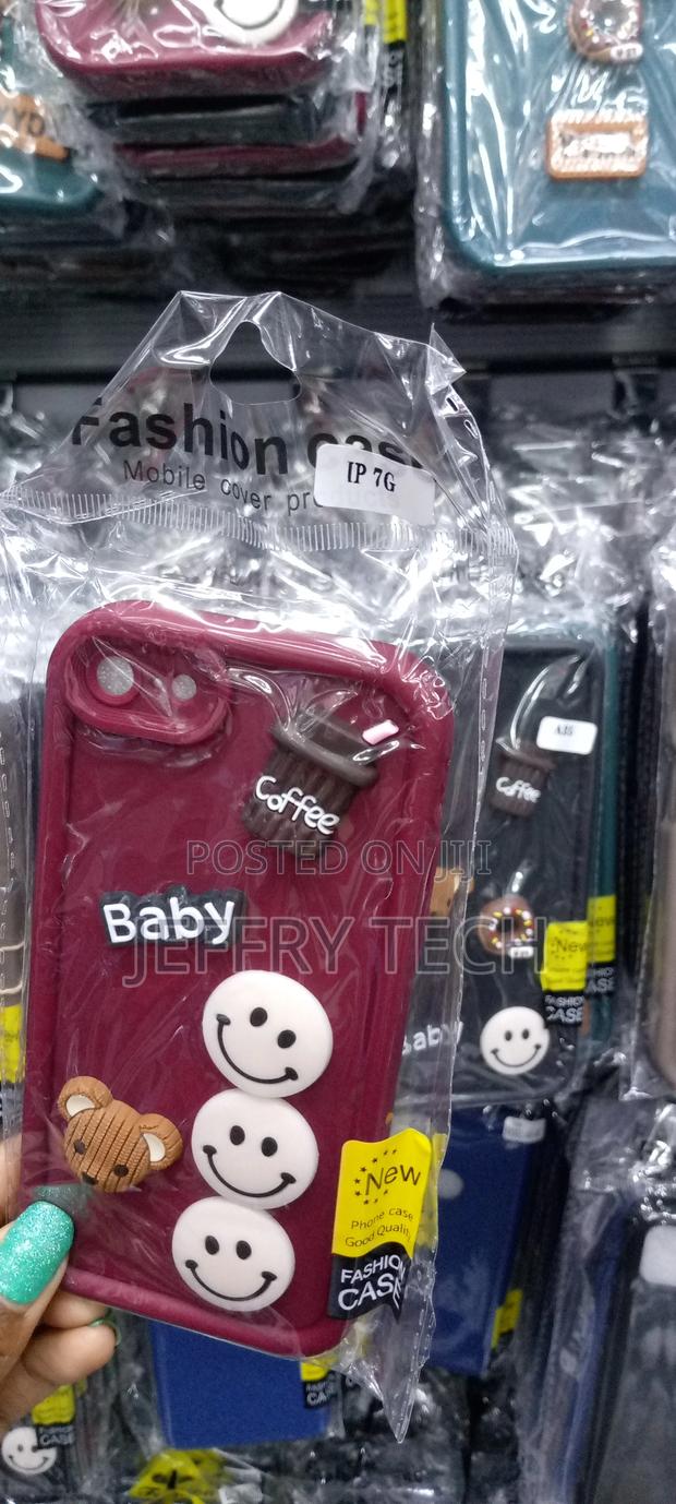 3D Cartoon Coffee Case for iPhone 7 Plus -Black - thumbnail 4