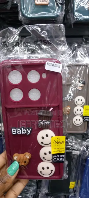 Infinix Note 40 5G Case With 3D Bear Coffee Case -Burgandy