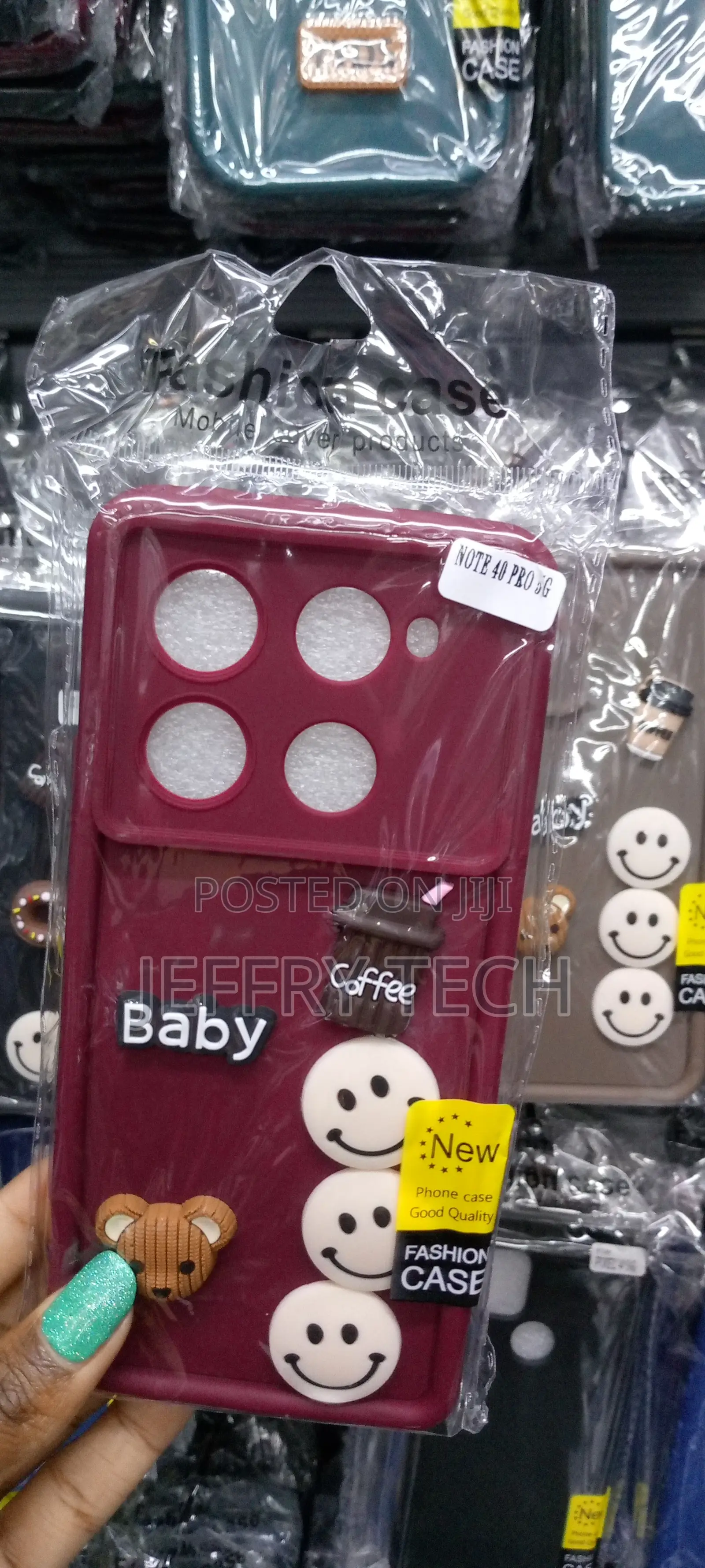 Infinix Note 40 5G Case With 3D Bear Coffee Case -Burgandy