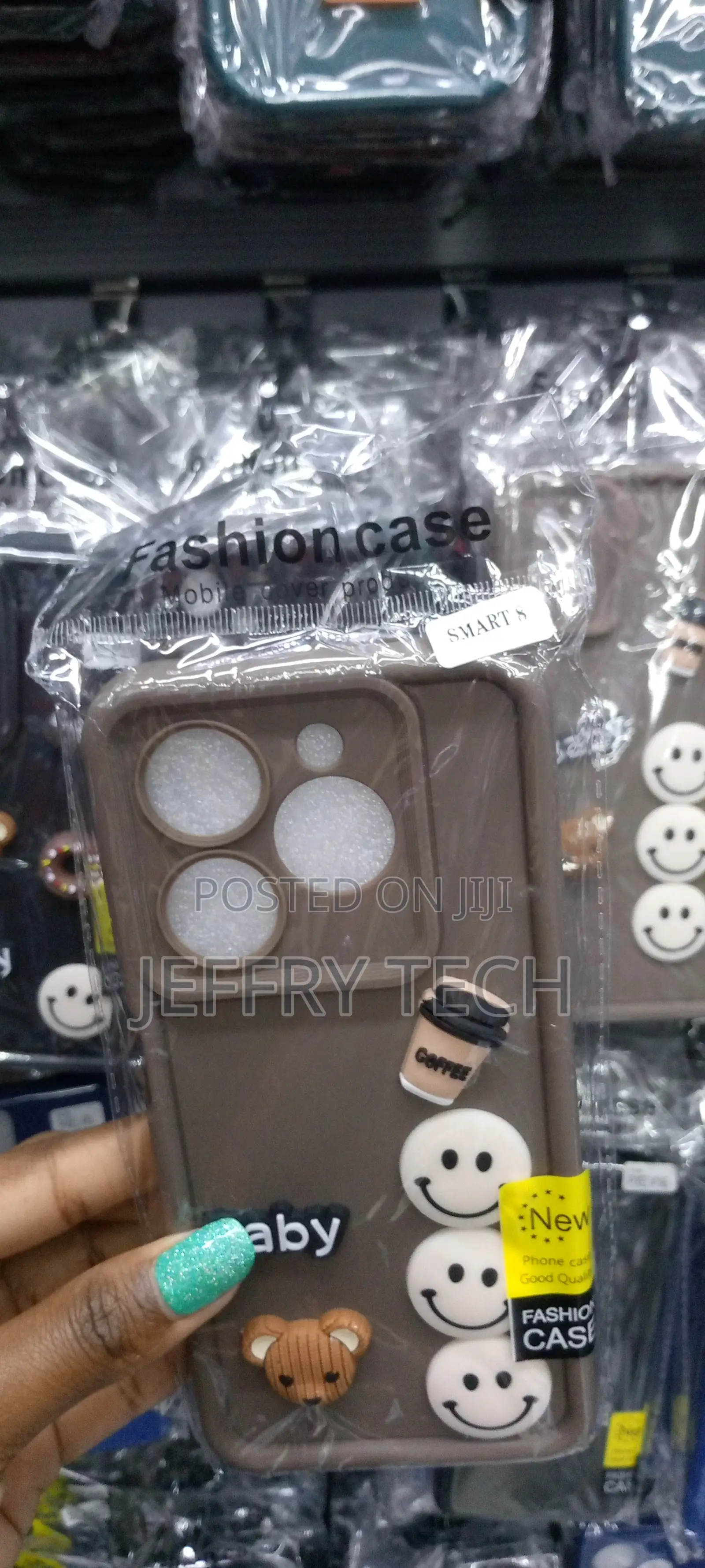 3D Doll Bear Coffee Case for Infinix Smart 8 -Brown-