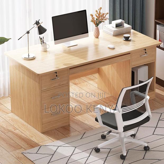Clerical Desking: 1.5 Meters Wooden Study Desk With Cabinet