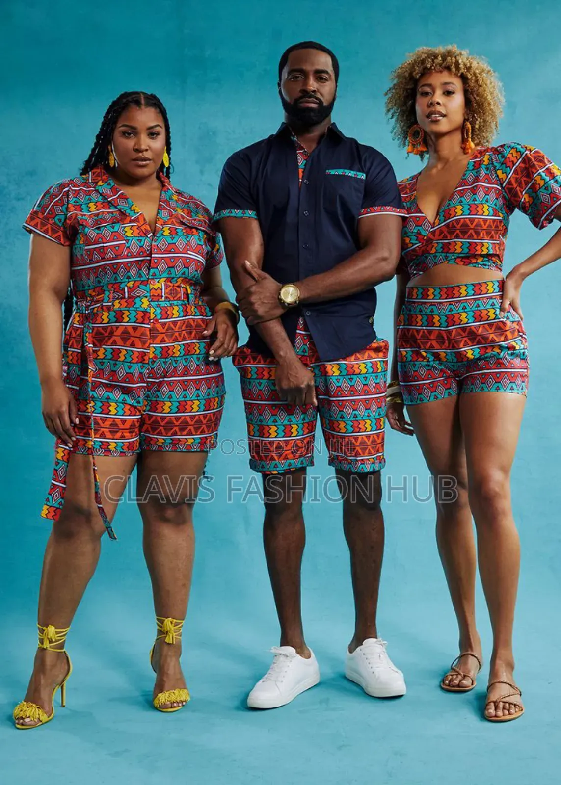 Couple Matching Kitenge Floral Shorts