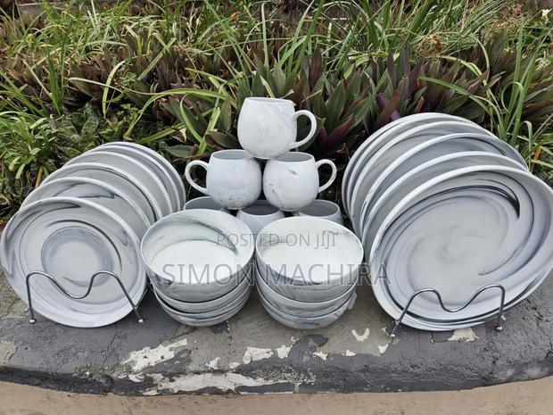 24pcs Marble White Ceramic Dinner Set - main view