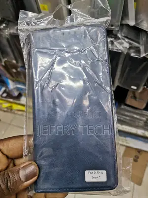 Leather Flip Cover for Infinix Smart 7 -Black-