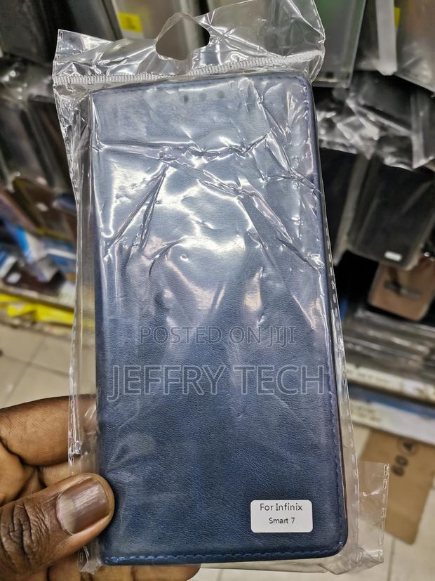 Leather Flip Cover for Infinix Smart 7 -Black-