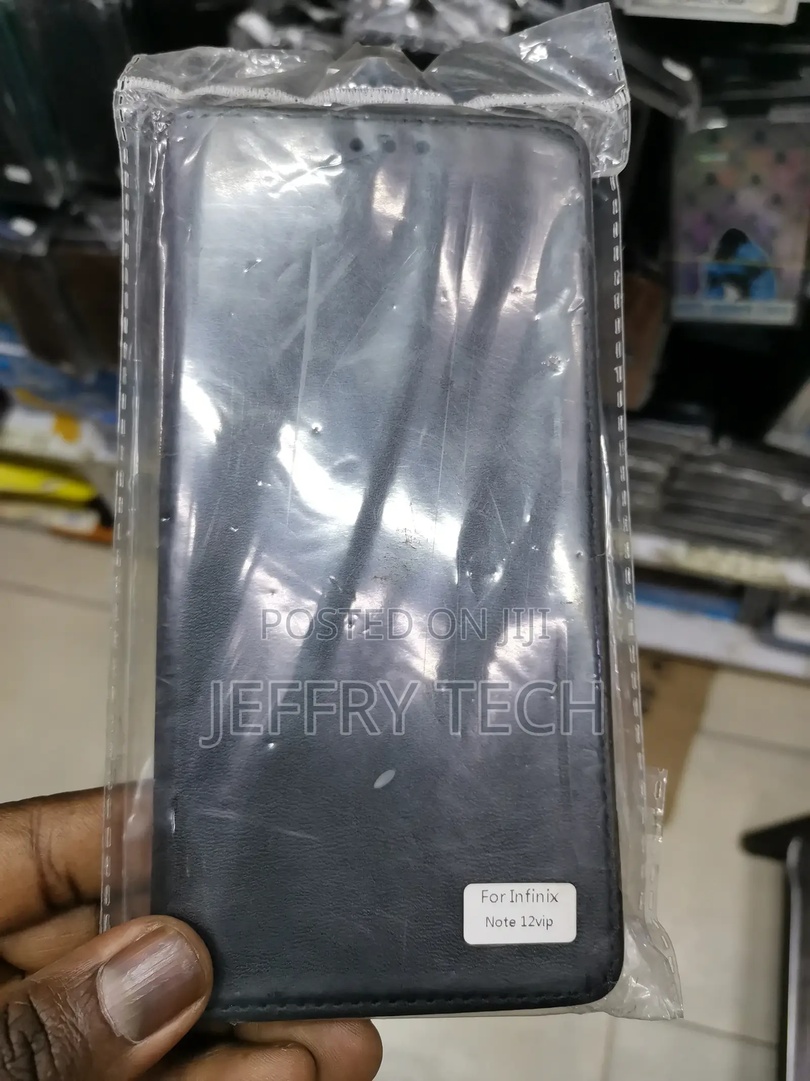 Leather Flip Case for Infinix Note 12 VIP -Black-