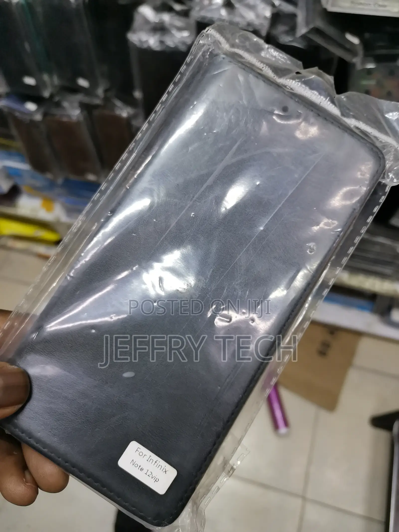 Leather Flip Case for Infinix Note 12 VIP -Black-