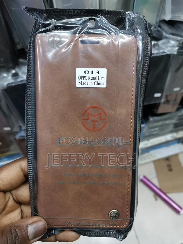 Leather Flip Cover for OPPO Reno 11 Pro -Brown-