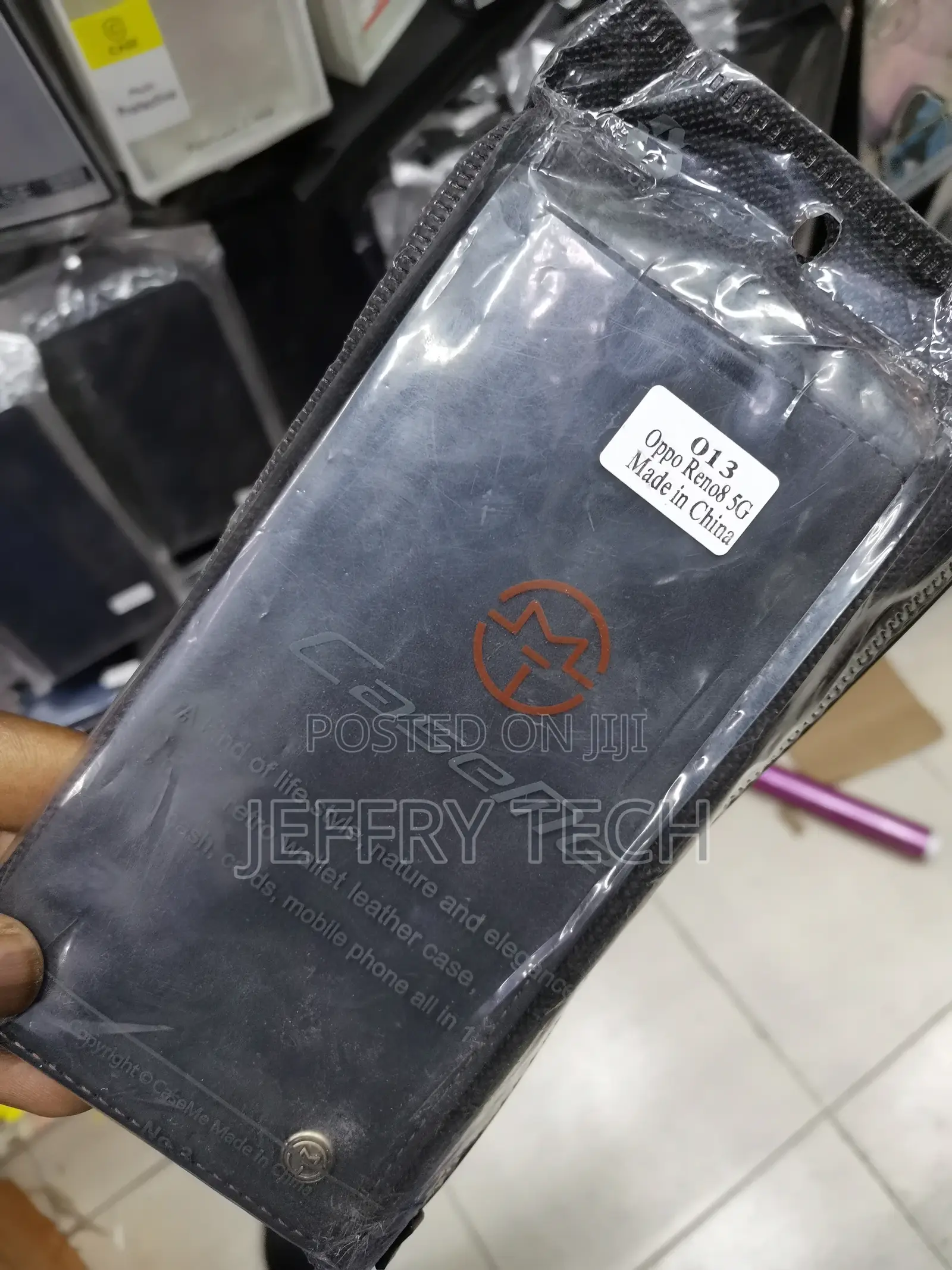 Leather Flip Case for Oppo Reno8 5G -Black-