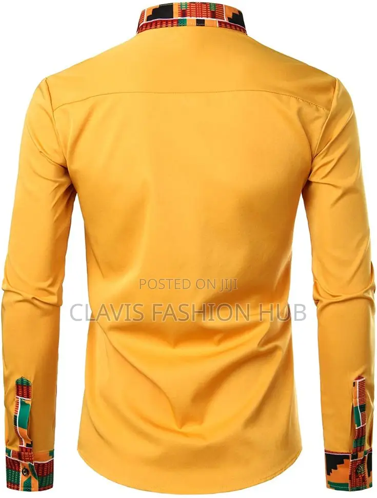 Mustard Kente Kitenge Long Sleeved Shirt
