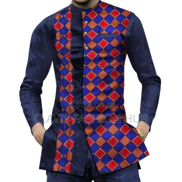 Multi Coloured Kitenge Shirt for Plus Size Men - main view
