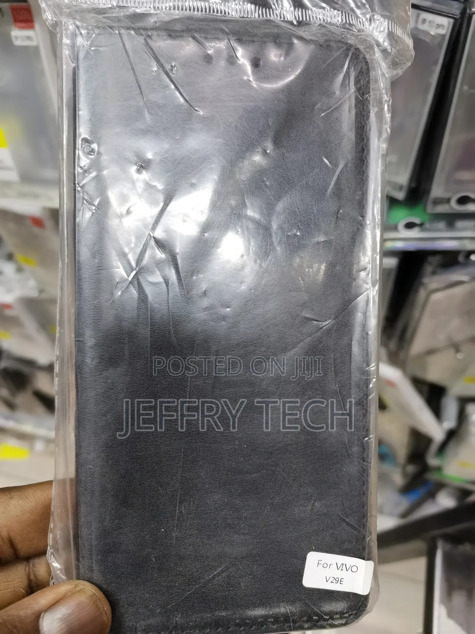 Leather Flip Cover for Vivo V29E -Black-