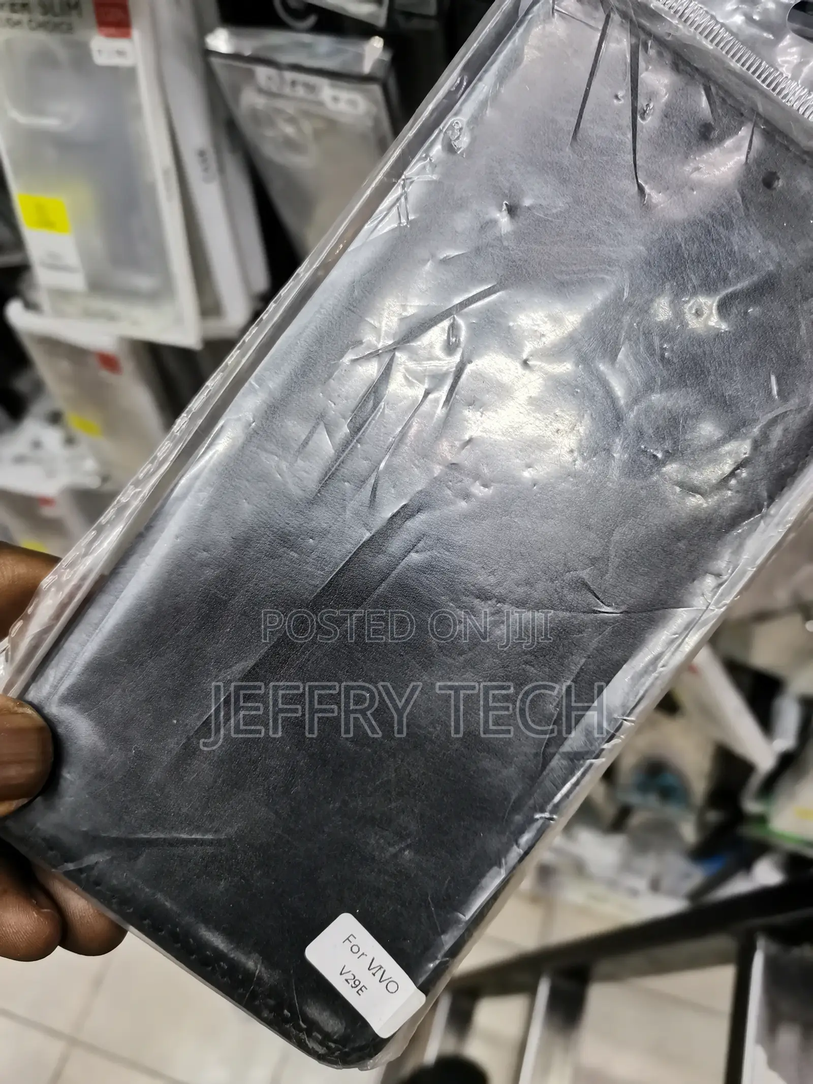 Leather Flip Cover for Vivo V29E -Black-