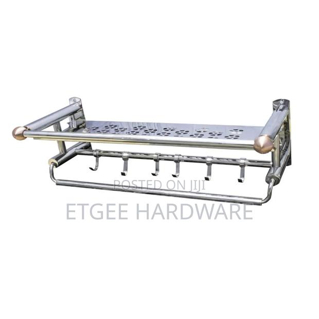 Flower Shelf With Towel Bar and Antique Copper Ends – 60cm - main view