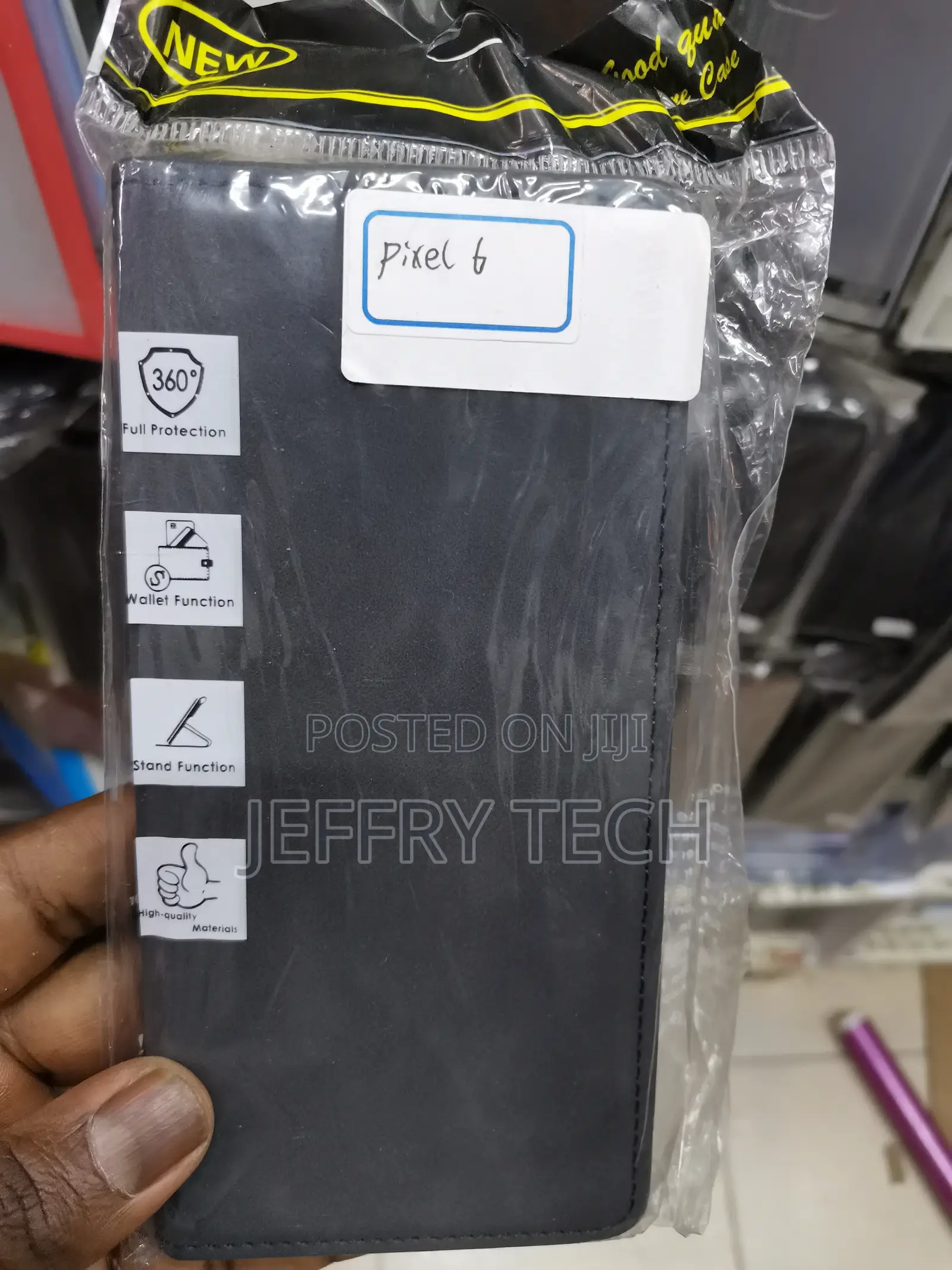 Leather Flip Case for Google Pixel 6 -Black-