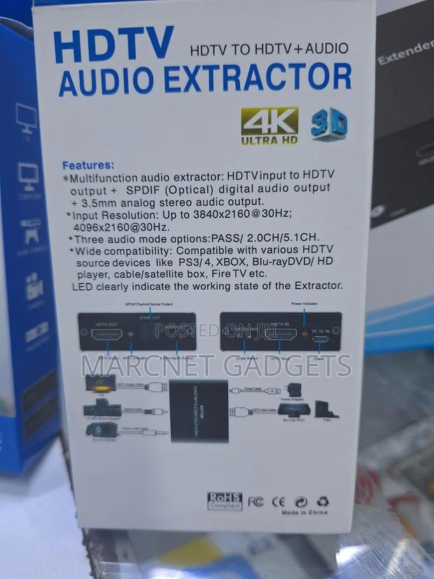Audio Extractor Hdmi to Hdmi+Aux+Optical 3 Mode Pass 2.0/5.0 - thumbnail 2