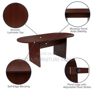 Conference Table: Mahogany Wooden Oval Conference Table