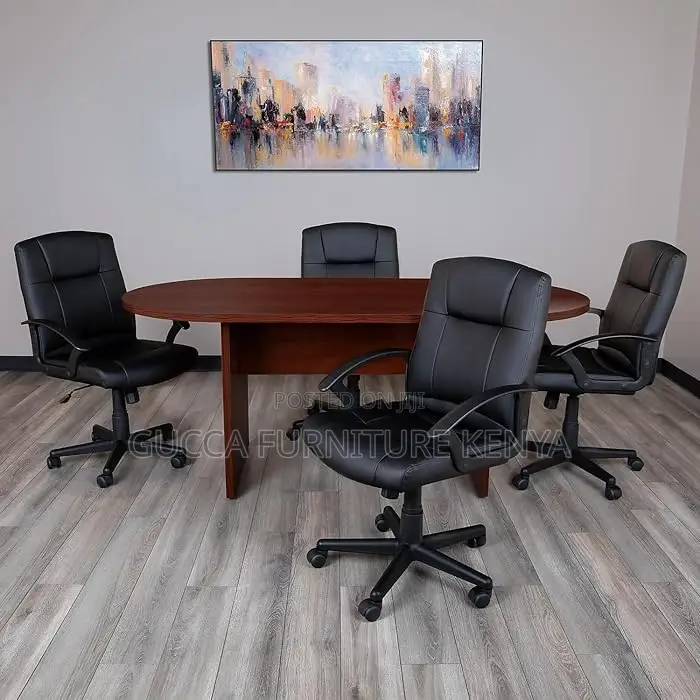 Conference Table: Mahogany Wooden Oval Conference Table