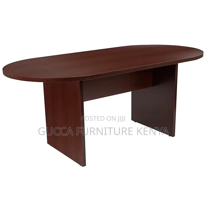 Conference Table: Mahogany Wooden Oval Conference Table
