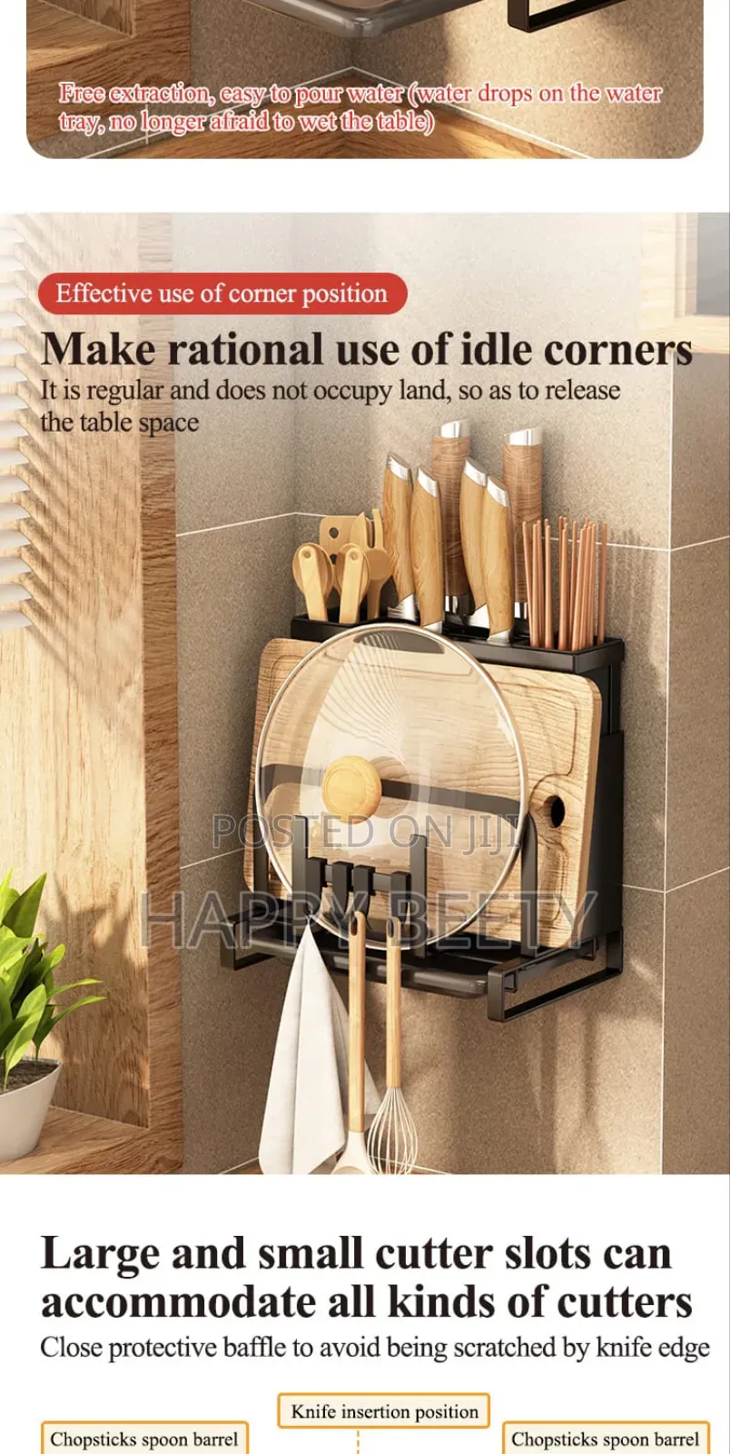 Knife Rack Wall Hanging Kitchen Chop Stick/Chopping Board