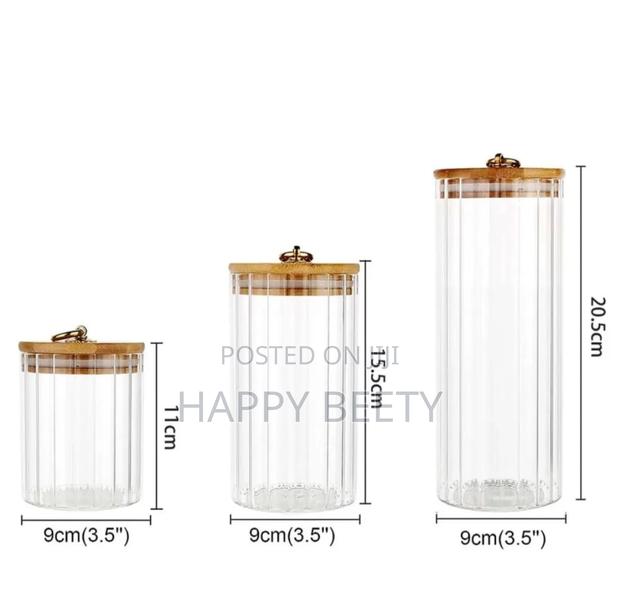 3pcs Set Glass Storage Jars With Bamboo Lids - thumbnail 4