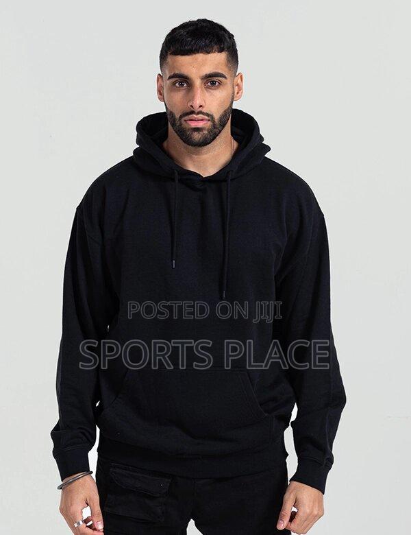 Essential Black Plain Hoodie - main view