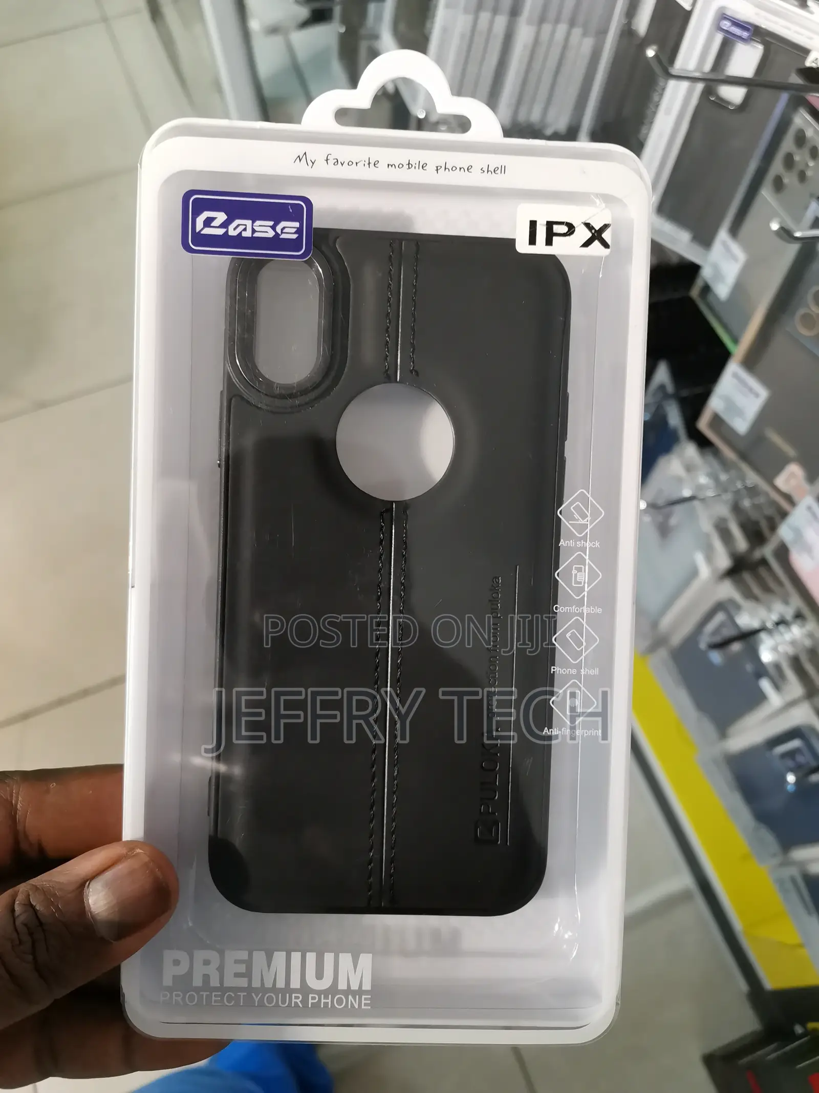 PULOKA iPhone X Leather Back Case -Black