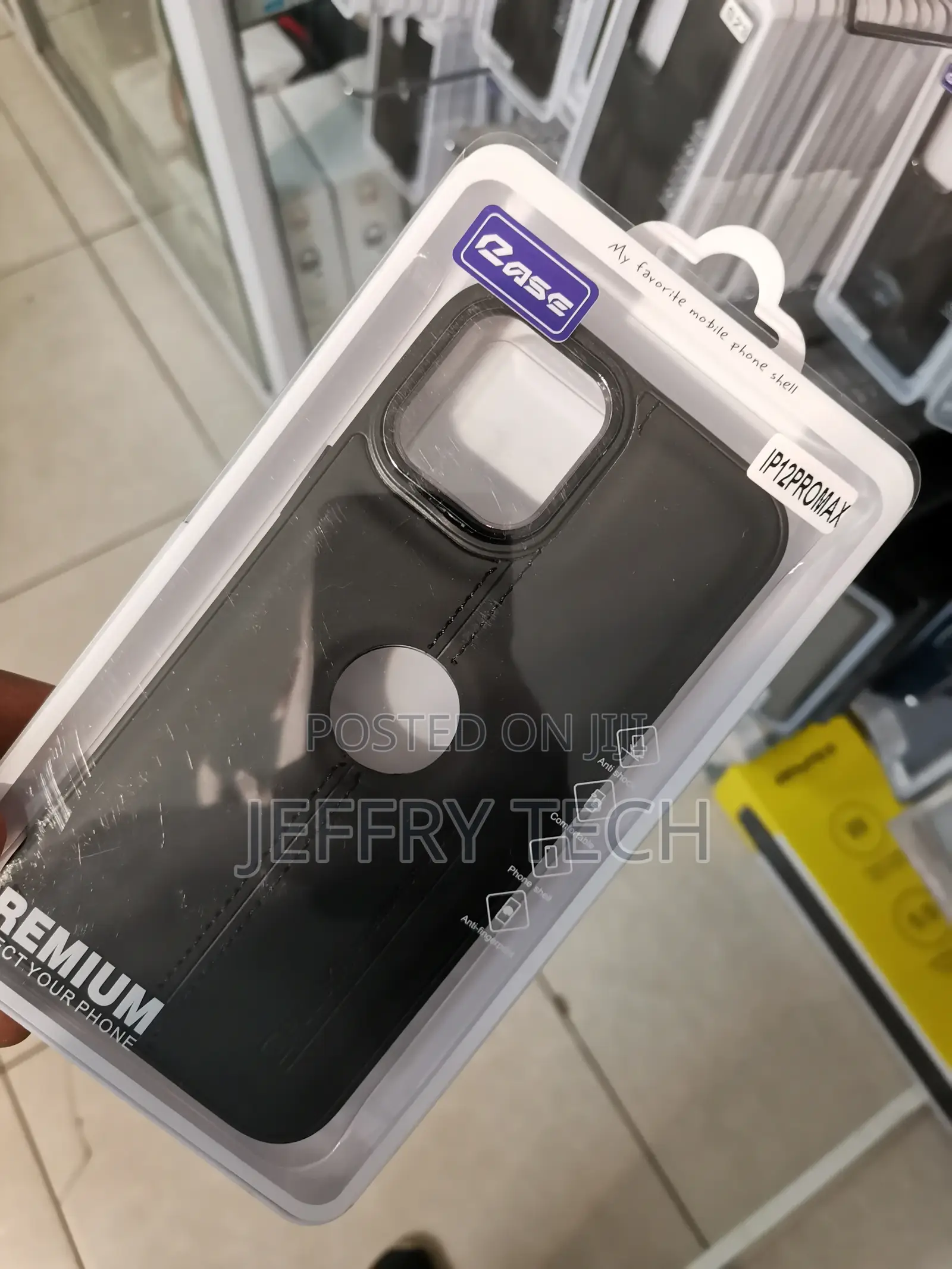 PULOKA iPhone 12 Pro Max Leather Cover -Black