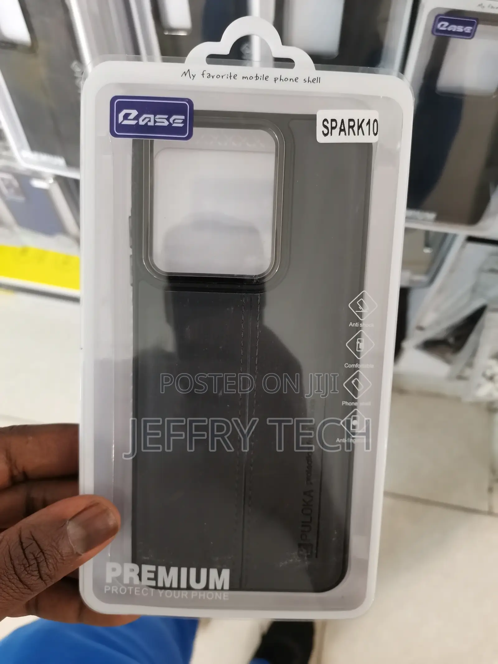 Puloka Leather Phone Case for Tecno Spark 10 -Black