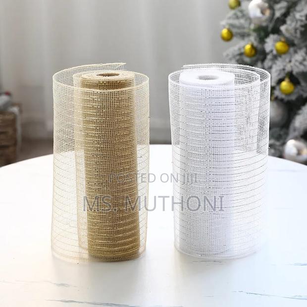 26cm 10 Yards Gold White Mesh Ribbon DIY Xmas - thumbnail 11