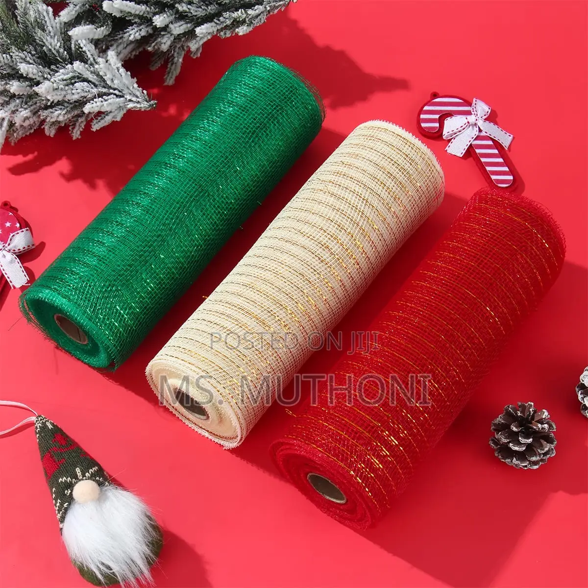 26cm 10 Yards Gold White Mesh Ribbon DIY Xmas