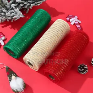 26cm 10 Yards Gold White Mesh Ribbon DIY Xmas
