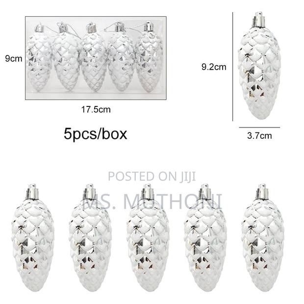 5pcs Christmas Painted Pine Cone Balls - thumbnail 7