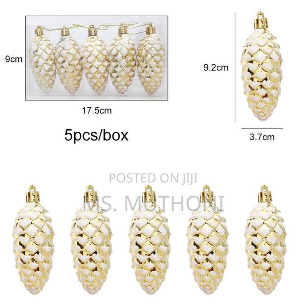5pcs Christmas Painted Pine Cone Balls - thumbnail 9