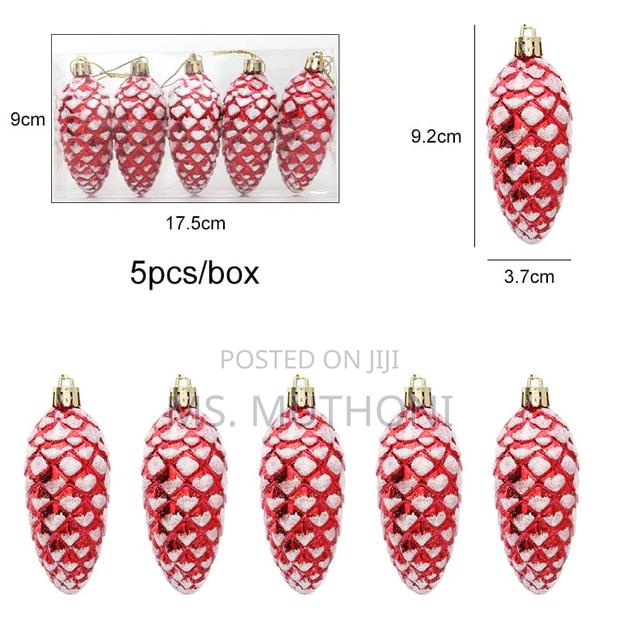 5pcs Christmas Painted Pine Cone Balls - thumbnail 6
