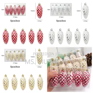 5pcs Christmas Painted Pine Cone Balls