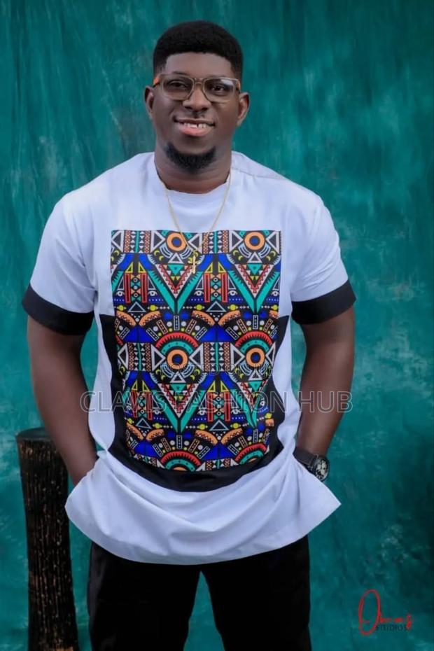 White Shirt With Dashiki Print