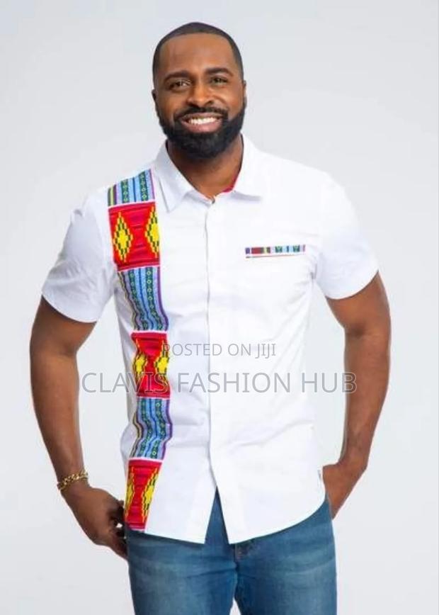 White Stripped Kitenge Shirts for Men