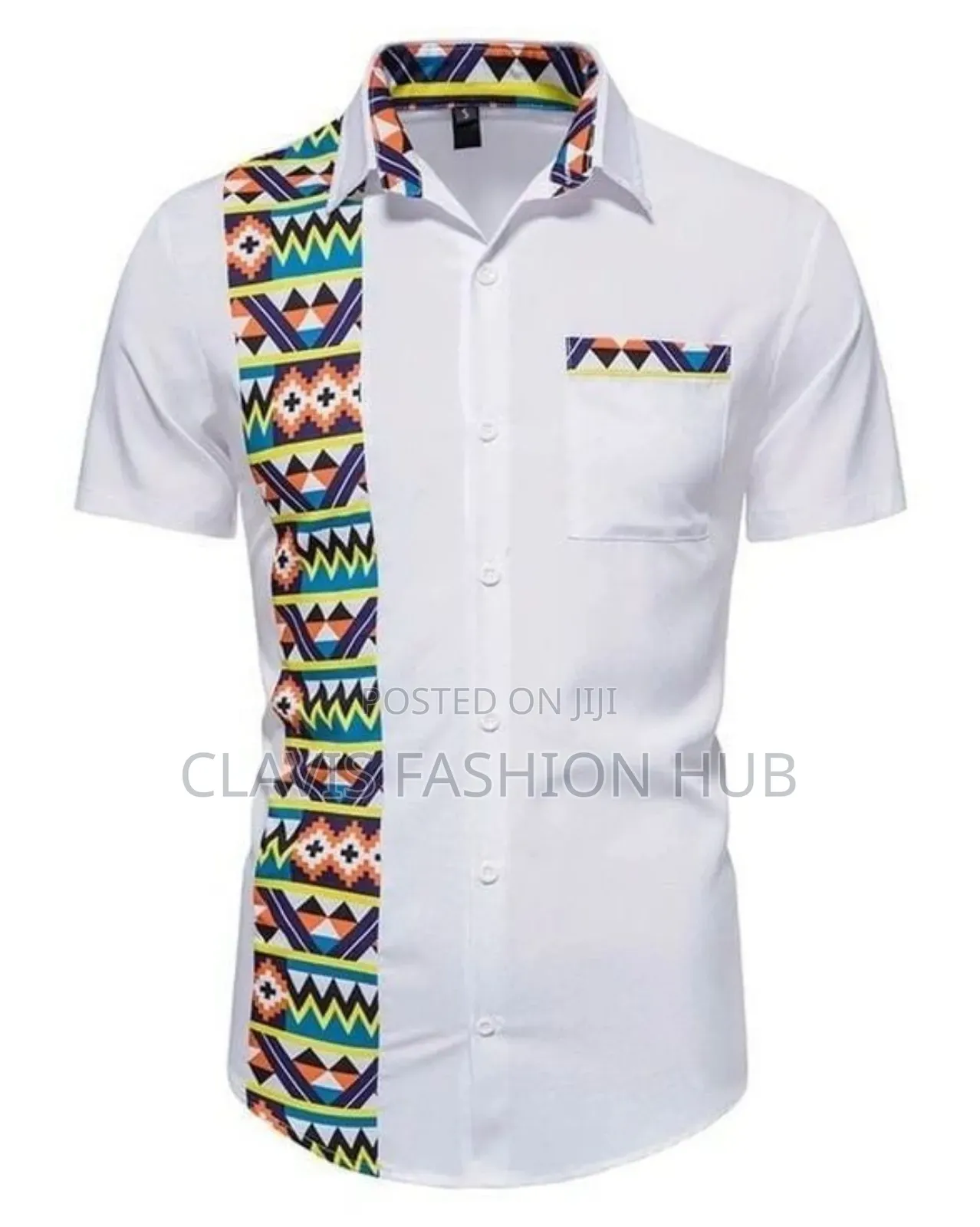 White Stripped Kitenge Shirts for Men