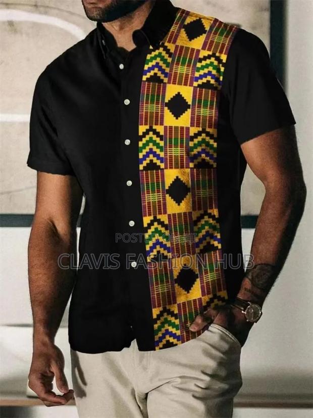 Black Colourful Kitenge Shirts for Men