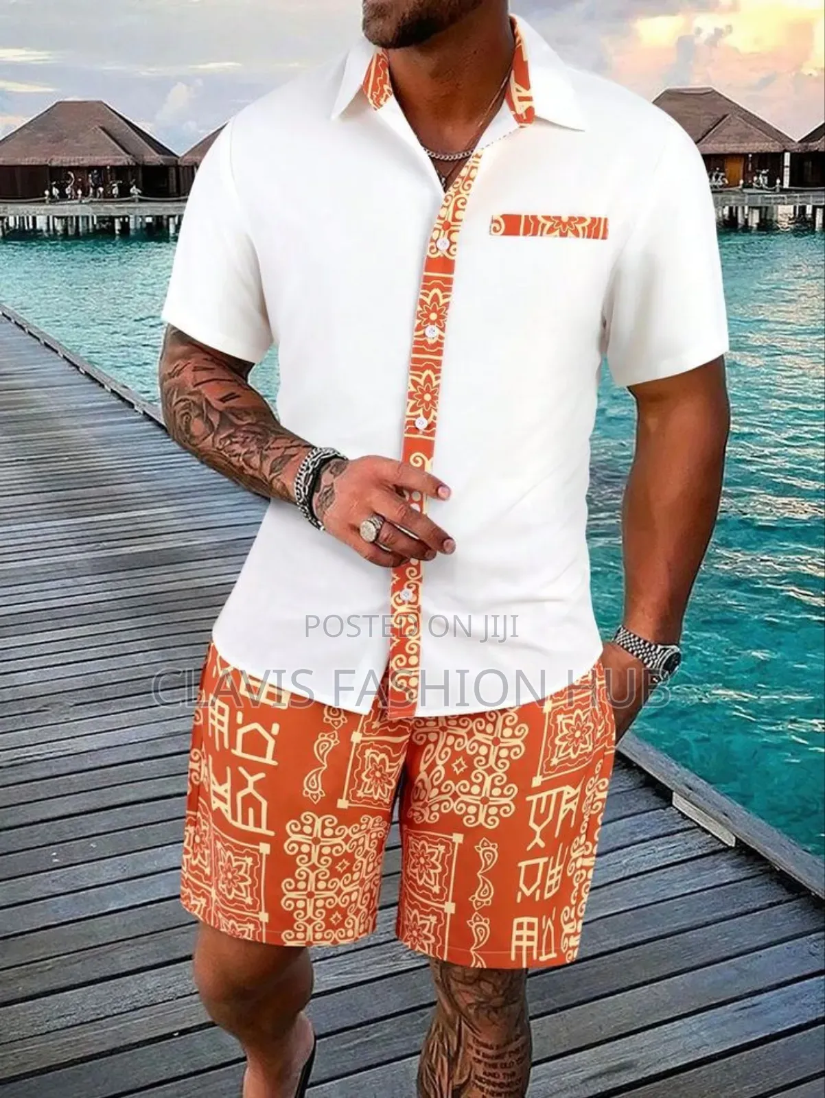 Shirt and Ankara Shorts for Men