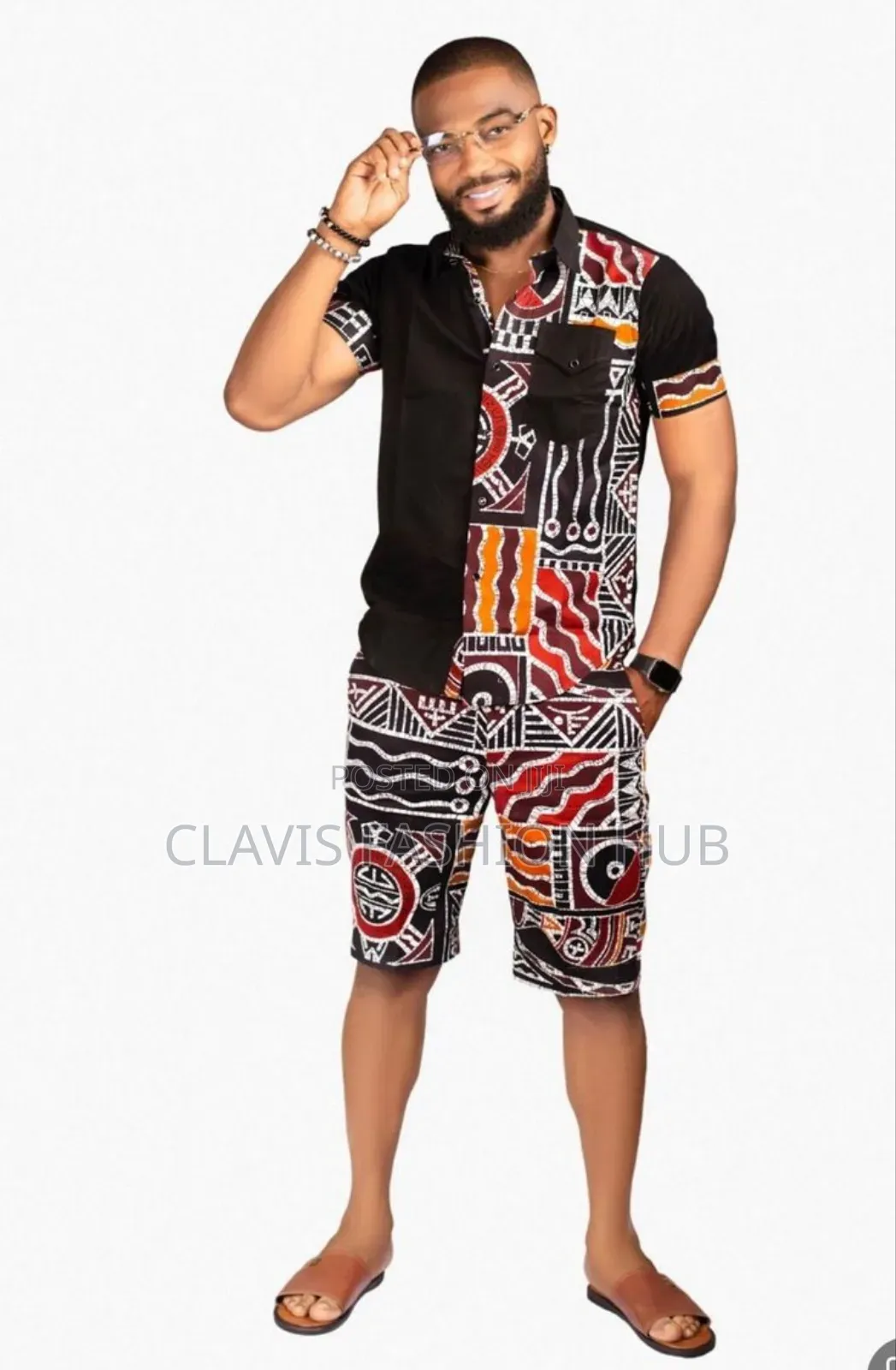 Adult Shirt and Matching Kitenge Shorts