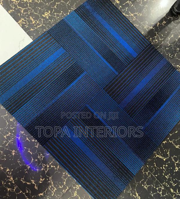Blue Themed Tile Carpets With Rubber Underside Fitting - main view