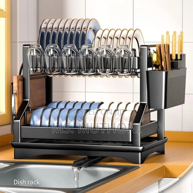 Quality Sturdy 2-tier Kitchen Dish Rack With Drain Tray - main view