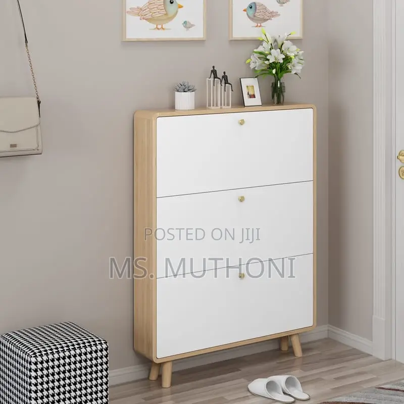 White Space Saving Bucket Flip Shoe Rack*