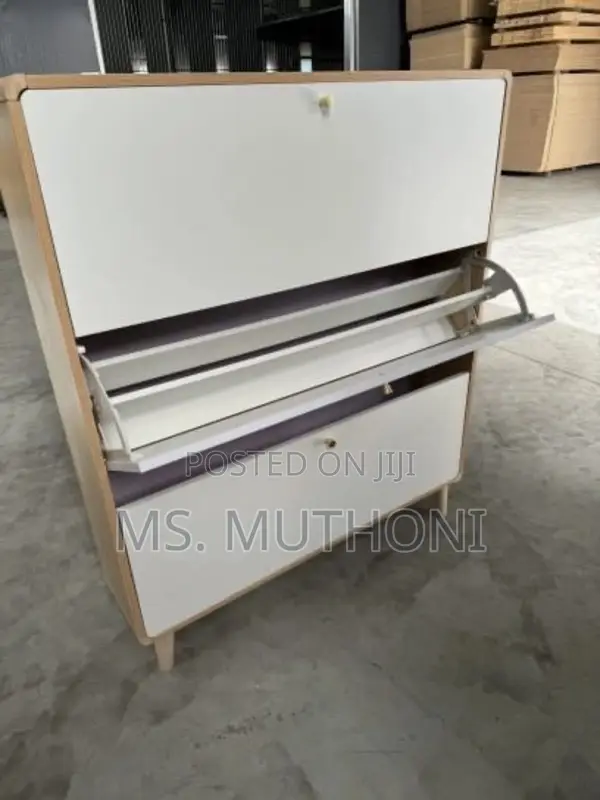 White Space Saving Bucket Flip Shoe Rack*
