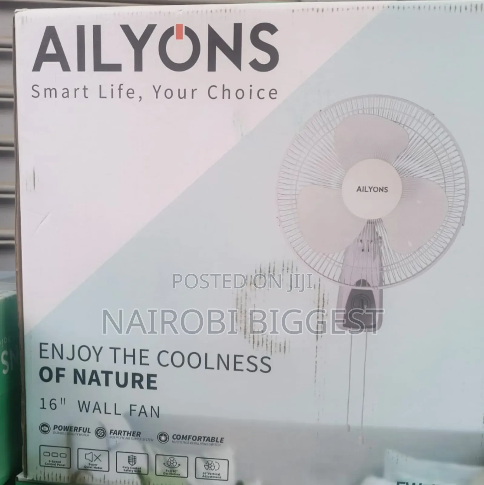 Ailyons White 16" Wall Fan