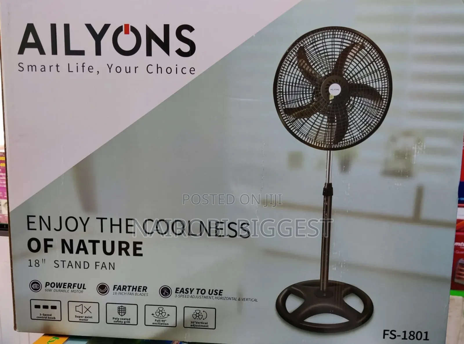 Ailyons Black 18" Standing Big Fan