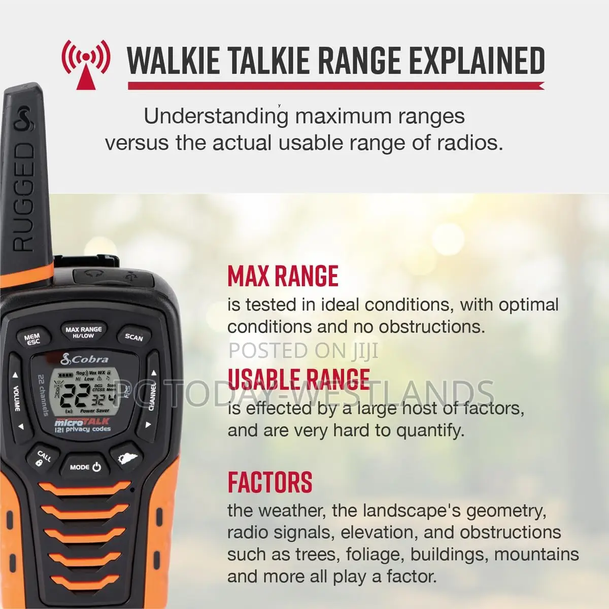 Cobra ACXT645 Waterproof Walkie Talkies Long Range 35-mile